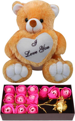 Natali Traders Soft Toy, Artificial Flower Gift Set