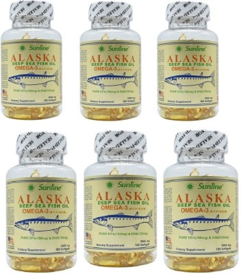 sunline alaska Deep Sea Fish Oil Omega 3 - 100 Softgels, Pack of 6(6 x 166.67 mg)