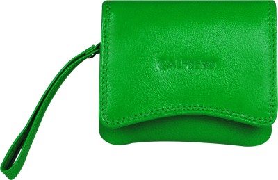 Calfnero Women Green Genuine Leather Wallet(8 Card Slots)