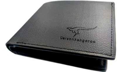 Carsonkangaroo Men Black Genuine Leather Wallet(3 Card Slots)