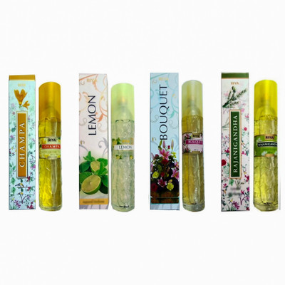 RIYA CHAMPA, LEMON, BOUQUET, RAJNIGANDHA Car Freshener Spray CHAMPA ,LEMON ,BOUQUET , RAJNIGANDHA(4 x 175 ml)