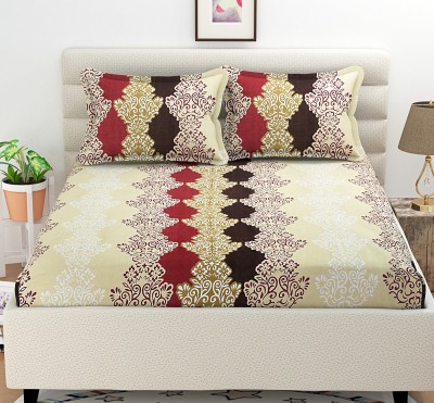 Divine Homes 144 TC Polycotton Double Printed Flat Bedsheet(Pack of 1, Multicolor)