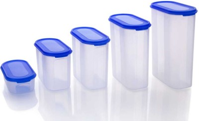 NGOR Plastic Fridge Container  - 500 ml, 1000 ml, 1500 ml, 2000 ml, 2500 ml(Pack of 5, Clear, Blue)