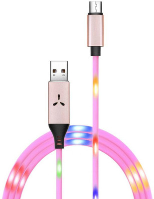 YUGAO X-52 Voice Activated Glowing Led Fast Charging + Data Sync Type-C USB Cable with Light with Korean Voice Sensor, High Asthetics & Premium Quality For Android Phones 1.1 m USB Type C Cable(Compatible with Mobile, Pink, One Cable)