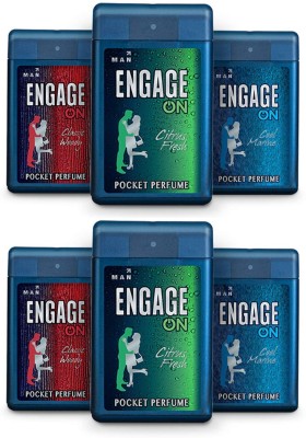 Engage Pocket Perfume (Cool Marine, Classic Woody, Citrus Fresh) Deodorant Spray  -  For Men(108 ml, Pack of 6)