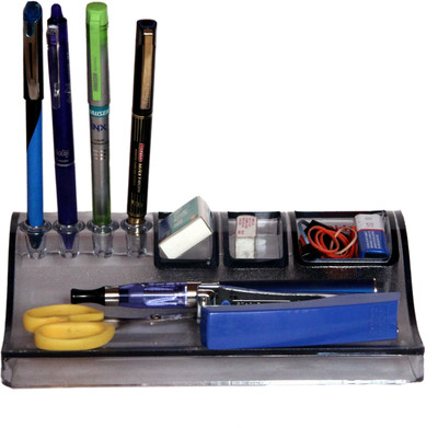 HOMESHOPEEZ 1 Compartments Plastic Pen Stand(Smoke)