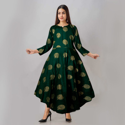 SILVER ORGANISATION Anarkali Gown(Green)