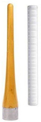 Y2M Set of 1 Cricket Bat White Grip + One Wooden Cone (Gripper) Chevron(White, Pack of 2)