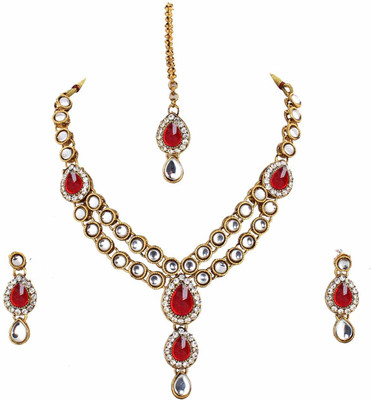 CATALYST Alloy Gold-plated Red, White Jewellery Set(Pack of 1)