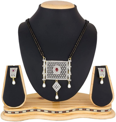 anjni creation Brass Silver, White, Maroon Jewellery Set(Pack of 1)