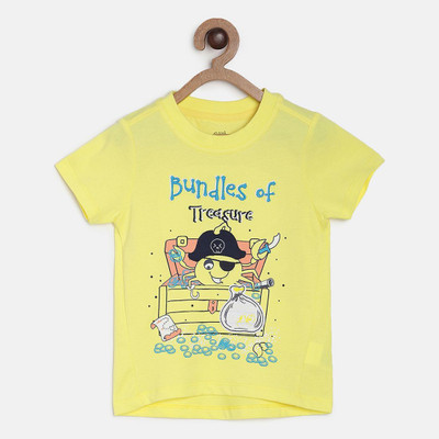 MINI KLUB Boys Typography, Printed Pure Cotton Regular T Shirt(Multicolor, Pack of 1)