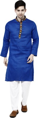 TAVAN Men Embroidered Straight Kurta(Blue)