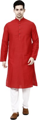 TAVAN Men Self Design Straight Kurta(Red)