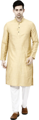 TAVAN Men Self Design Straight Kurta(Beige)