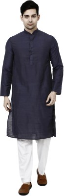 TAVAN Men Self Design Straight Kurta(Dark Blue)