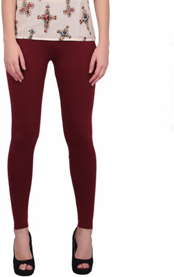 she leggi Ankle Length  Western Wear Legging(Maroon, Solid)
