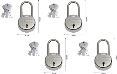 SATYAM Dis.Long-50-4 Padlock(Steel, Silver)