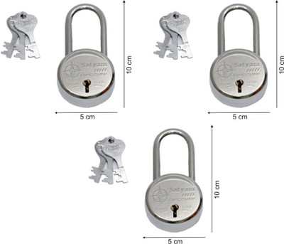 SATYAM Dis.Long-50-3 Padlock(Steel, Silver)