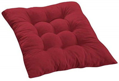 Jaipurlinen Microfibre Solid Chair Pad Pack of 1(Maroon)