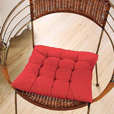 Texlux Microfibre Solid Chair Pad Pack of 1(Red)