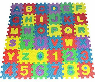KHYALI Foam Alphabet Puzzle Matt ABCD & Numbers 0 to 9 Flooring Mat( Set of 36)(Multicolor)