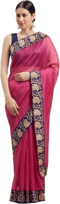 Saadhvi Embroidered Bhagalpuri Silk Blend Saree(Pink)