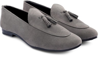 Qiao Suede Loafers Shoes Men|Men's Casual Suede Material Loafer & Moccasins Shoe Loafers For Men(Grey)