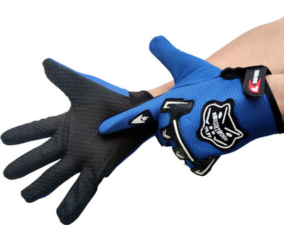 DreamPalace India Gloves Shockproof Foam Padded Outdoor Riding Full Finger Glove For Men Riding Riding Gloves(Blue)