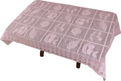 AG Creations Self Design 4 Seater Table Cover(Pink, Cotton)