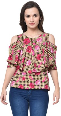 vashist Casual Cold Shoulder Printed Women Pink Top