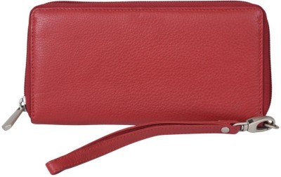 Leatherman Fashion Women Red Genuine Leather Wallet(8 Card Slots)