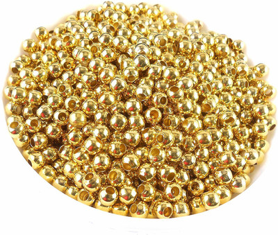Royal Villa Finish Round Metallic Beads for Jewellery Making-8mm - Pack of 100 Pieces