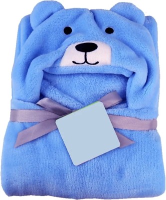 BRANDONN Cartoon Single Hooded Baby Blanket for  AC Room(Microfiber, ferozi blue)