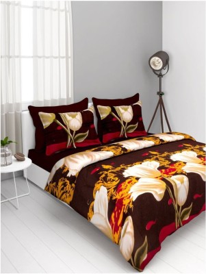 Twinkle Star's 140 TC Polycotton Double Printed Flat Bedsheet(Pack of 1, Brown)