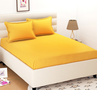 Divine Homes Polycotton Double Flat 144 TC Solid Bedsheet(Pack of 1, Yellow)