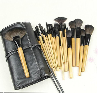 Trolleyhub Professional Wooden Make Up Brushes Sets With Leather Storage Pouch | Set of 24(Pack of 24)
