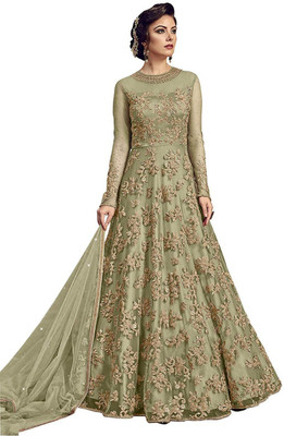 W ETHNIC Net/Lace Embroidered Gown/Anarkali Kurta & Bottom Material