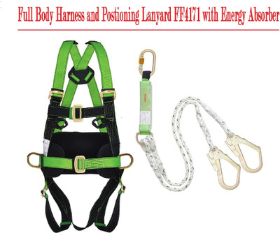 Freefall Full Body Harness with PP Postion Lanyard ( Shock Absorber) Length 2m Full Body Harness(Free Size)