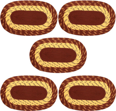 kiara Creations Polyester Door Mat(Brown, Medium, Pack of 5)