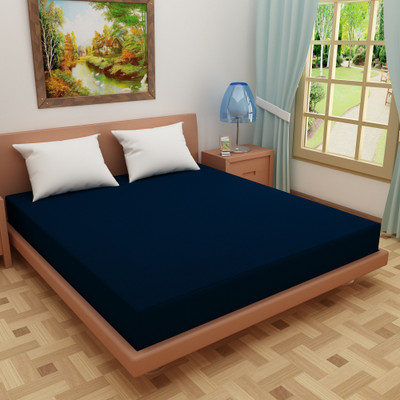 Glassiano Elastic Strap Single Size Breathable, Stretchable, Waterproof Mattress Cover(Blue)