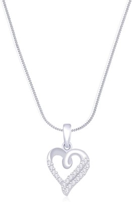 TARAASH 925 Sterling silver Double Line Heart CZ Pendant With Chain For Women Cubic Zirconia Sterling Silver Pendant Set