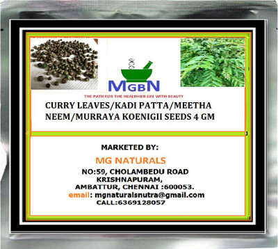 MGBN CURRY LEAVES/KADI PATTA/MEETHA NEEM/MURRAYA KOENIGII SEEDS Seed(22 per packet)