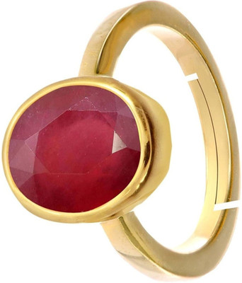 Kevat Gems Natural Certificate Ruby/Manik/Manak 6.6 Carat Or 7.25 Ratti Men Adjustable Panchdhatu(Copper) Ruby Gold Plated Ring Copper Ruby Copper Plated Ring