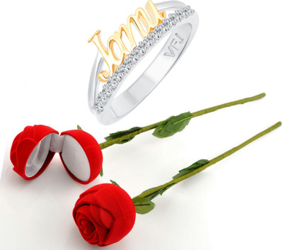 VIGHNAHARTA Alloy Crystal, Cubic Zirconia Silver Plated Ring