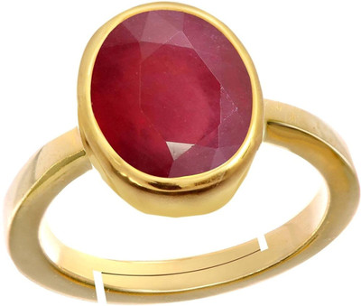 Kevat Gems Natural Certificate Ruby/Manik/Manak 5.7 Carat Or 6.25 Ratti Men Adjustable Panchdhatu Copper Ruby Copper Plated Ring