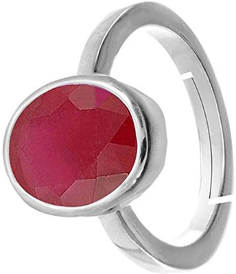 Kevat Gems Natural Certificate Ruby/Manik/Manak 6.6 Carat Or 7.25 Ratti Men Adjustable Silver Ruby Ring Silver Ruby Ring