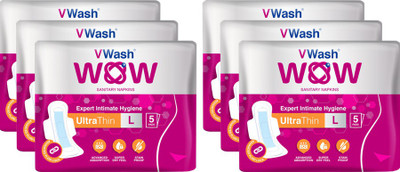 Vwash WOW Ultra-Thin Napkin L 5 30 Sanitary Pad  (Pack of 6)