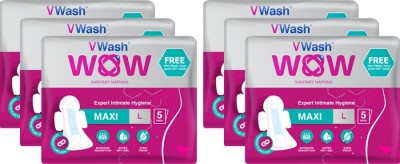 Vwash WOW Maxi Napkin L 5 30 Sanitary Pad  (Pack of 6)