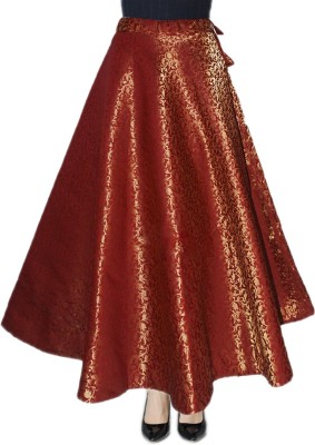 SNEH Self Design Women Flared Maroon Skirt