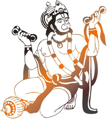 DivineDesigns 53 cm Hanuman Ji Self Adhesive Sticker(Pack of 1)